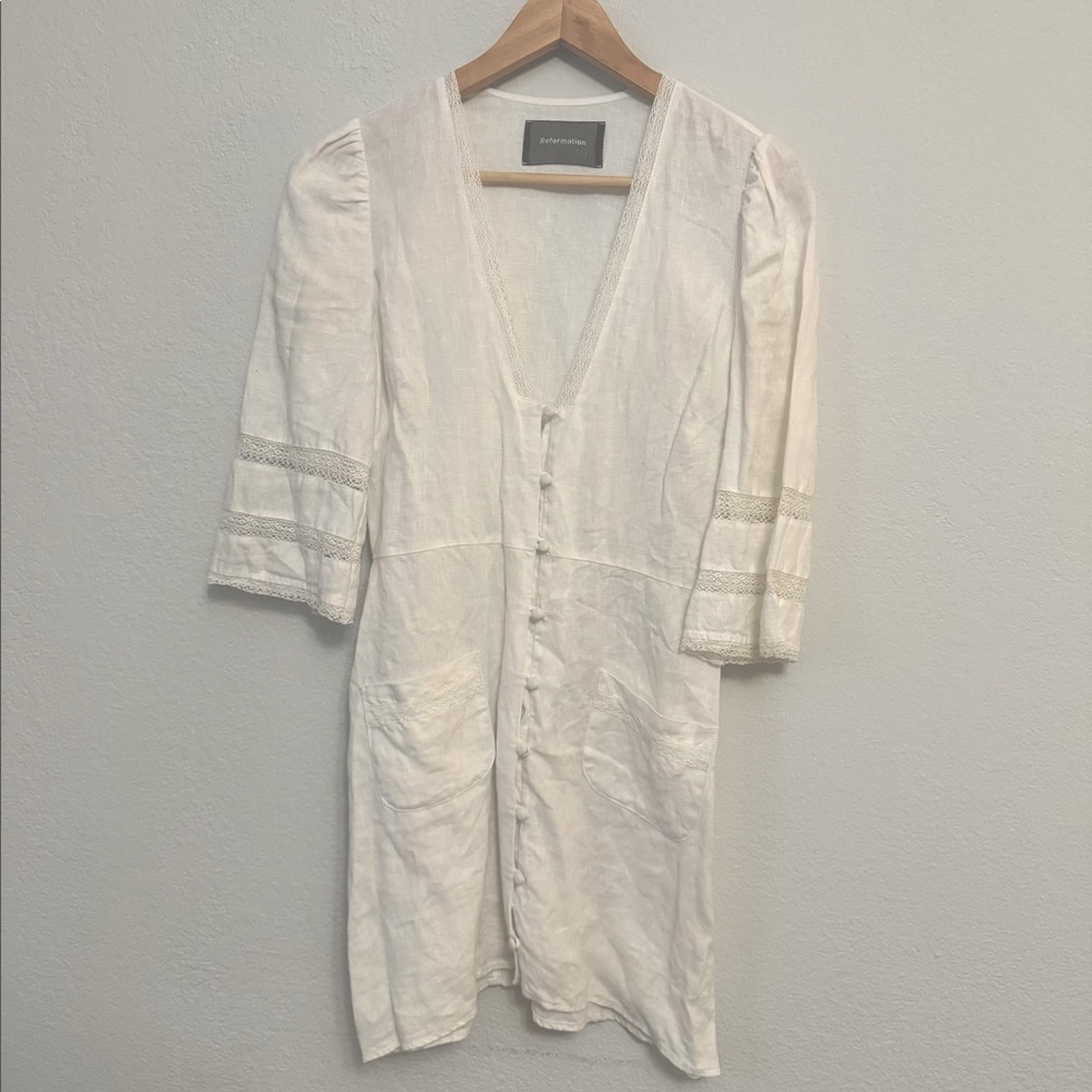 Reformation White Linen Mini Dress